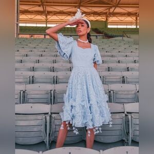 New Jessakae PAISLEY Elegant Lace Blue Dress XS